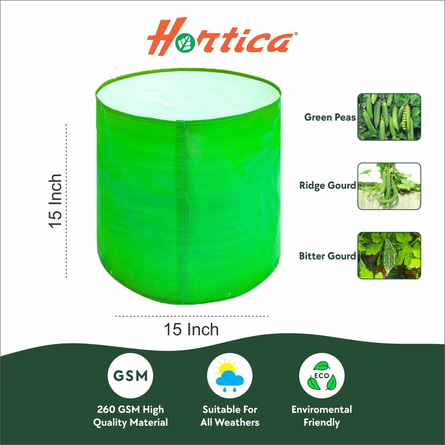 Grow Bag 15"x15" (Round) 260 GSM